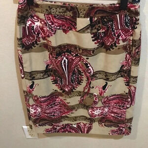 Harve Bernard By Bernard Haltzman Paisley Design Pencil Skirt Side Zip w/Pockets